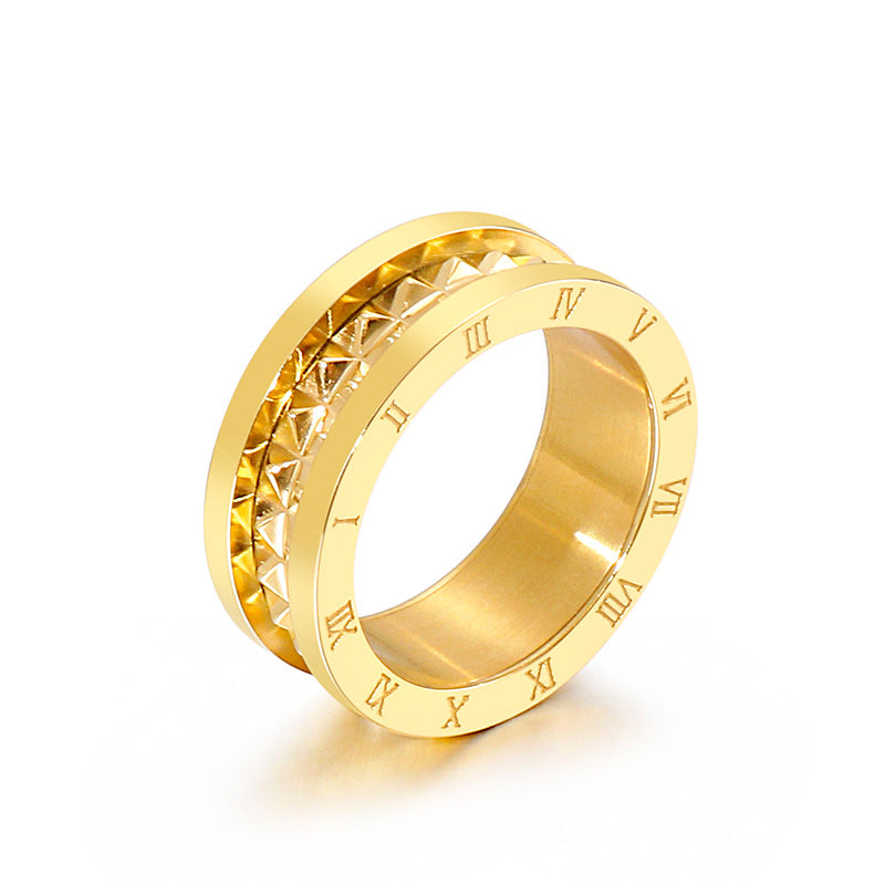Wholesale Titanium Steel Gilded New Roman Numerals Ring
